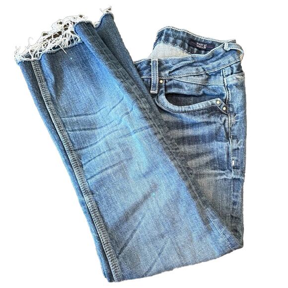 Vigoss Bootcut Jeans Women’s Size 27 27x33 Denim Stretch Distressed Raw Hem - Picture 1 of 16